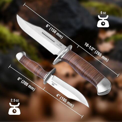 Mossy Oak 2-Piece Bowie Knife Set | Fixed Blade Hunting Knife with Leather Handle, Sheath Included in Kuwait