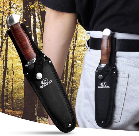 Mossy Oak 2-Piece Bowie Knife Set | Fixed Blade Hunting Knife with Leather Handle, Sheath Included in Kuwait