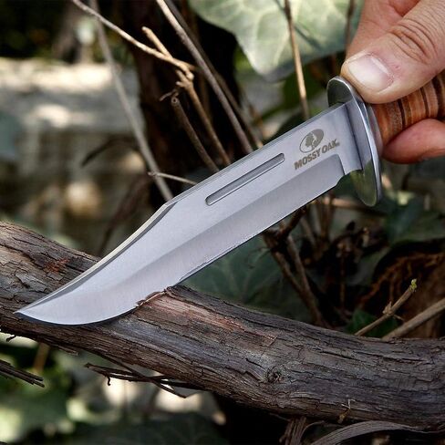 Mossy Oak 2-Piece Bowie Knife Set | Fixed Blade Hunting Knife with Leather Handle, Sheath Included in Kuwait