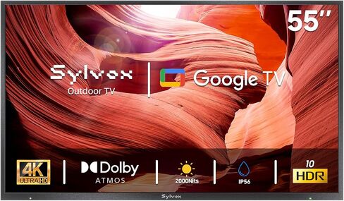 SYLVOX Outdoor TV, 55 inch 2000 nits Full Sun Outdoor TVs, Weatherproof TV | 4K Smart, IP56 Waterproof, Sunlight Readable, Support Dolby Vision Atmos, for Poolside Backyard Business (Pool Pro 3.0 /2026) in Saudi Arabia