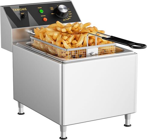 Commercial Deep Fryer 3500W Electric Countertop Fryer 25.4Qt Heavy Duty | Large Capacity Stainless Steel Deep Fryers with Double Baskets, Lid and High Legs for Restaurant, UL Certified in Saudi Arabia