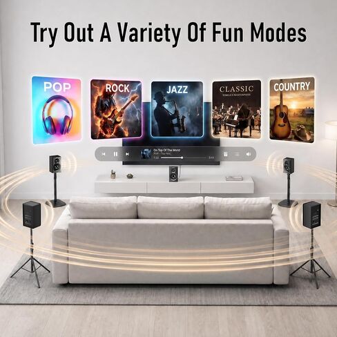Bobtot Wireless Surround Sound System Home Theater System | 1000W Surround Speakers 8" Subwoofer 5.1/2.1 Channel Deep Bass with ARC Optical Bluetooth Karaoke Input in Saudi Arabia