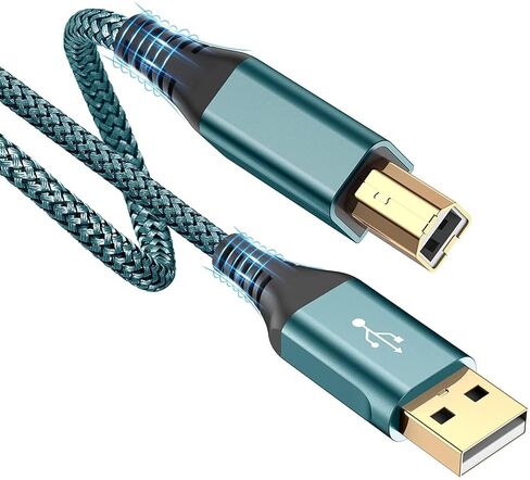 Printer Cable 10ft USB-A to USB-B Cable High Speed USB Printer Cord Black | sweguard Nylon Braided Scanner Printer Cable for HP Canon Dell Epson Brother Lexmark Xerox Samsung Piano DAC & More in Saudi Arabia