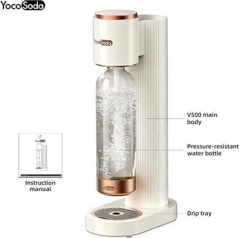 Sparkling Water Maker Soda Machine with 1L PET BPA-Free Carbonating Bottle | Soda Sparkling Water Machine Instantly for Home Compatible with 60L CO2 Cylinder (Cylinde Not Included) in Saudi Arabia