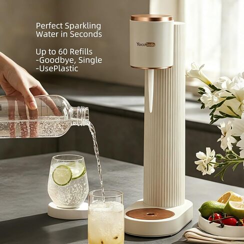 Sparkling Water Maker Soda Machine with 1L PET BPA-Free Carbonating Bottle | Soda Sparkling Water Machine Instantly for Home Compatible with 60L CO2 Cylinder (Cylinde Not Included) in Saudi Arabia
