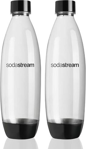 sodastream Twin Pack Fuse Carbonating Water Bottles 1 Litre, for Sparkling Water Maker, BPA Free, for Spirit, Spirit One Touch, Power, Play, Source, 2 x Reusable & Refillable Bottles (Black) in Kuwait