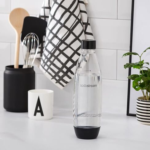 sodastream Twin Pack Fuse Carbonating Water Bottles 1 Litre, for Sparkling Water Maker, BPA Free, for Spirit, Spirit One Touch, Power, Play, Source, 2 x Reusable & Refillable Bottles (Black) in Kuwait