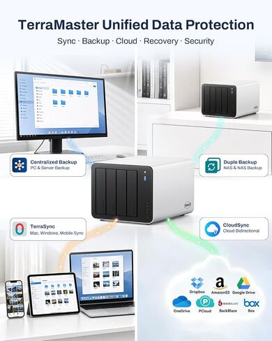 TERRAMASTER F4-425 Pro NAS 4-Bay, Intel N350 8-Core, 16GB DDR5 (Diskless) | 5GbE LAN x 2, M.2 Slot x 3, AI-Native OS TOS 7, OpenClaw Supported, Network Attached Storage for Multimedia and VM (Diskless) in Saudi Arabia