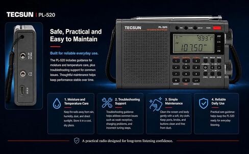 Tecsun PL-520 Portable AM FM Shortwave Radio with DSP SSB Receiver | Great Receiption, Sleep Timer, Travel and Emergency Radio in Saudi Arabia