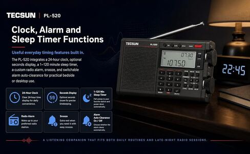 Tecsun PL-520 Portable AM FM Shortwave Radio with DSP SSB Receiver | Great Receiption, Sleep Timer, Travel and Emergency Radio in Saudi Arabia