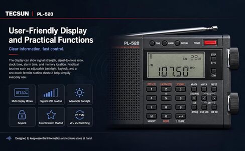 Tecsun PL-520 Portable AM FM Shortwave Radio with DSP SSB Receiver | Great Receiption, Sleep Timer, Travel and Emergency Radio in Saudi Arabia