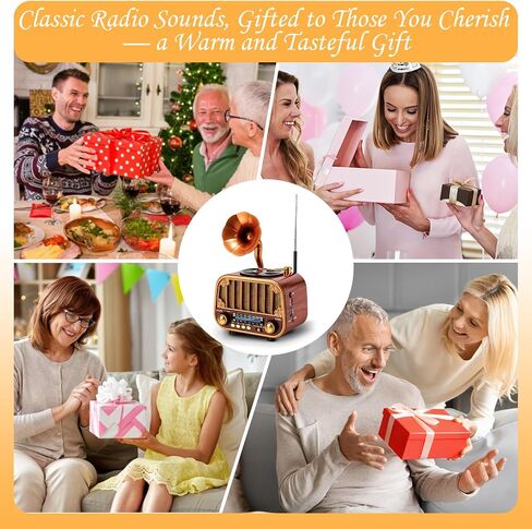 Retro Portable AM/FM/SW Radio with Bluetooth – Turntable-Styled Wooden Design, USB-C Rechargeable, TF Card & AUX Input, Great Gift for Seniors & Parents in Saudi Arabia