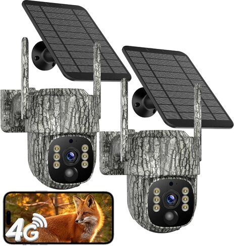 4G LTE Cellular Trail Camera, 2.5K 360° Live Feed with SIM Card Included | Solar Game Camera Auto Tracking Security Cameras Wireless Outdoor with Color Night Vision, Motion Activated for Outdoor in Saudi Arabia