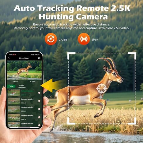 4G LTE Cellular Trail Camera, 2.5K 360° Live Feed with SIM Card Included | Solar Game Camera Auto Tracking Security Cameras Wireless Outdoor with Color Night Vision, Motion Activated for Outdoor in Saudi Arabia