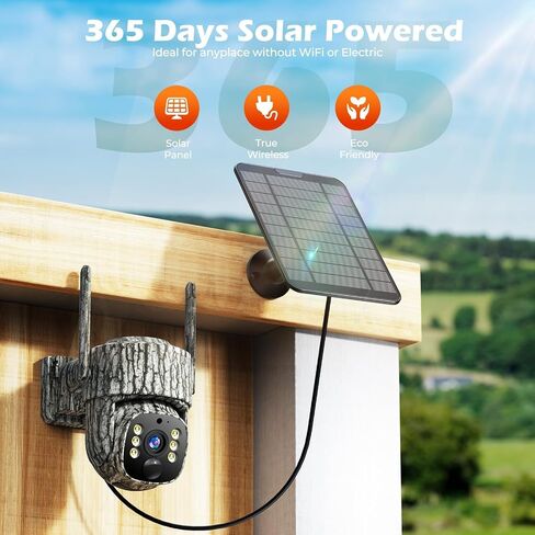 4G LTE Cellular Trail Camera, 2.5K 360° Live Feed with SIM Card Included | Solar Game Camera Auto Tracking Security Cameras Wireless Outdoor with Color Night Vision, Motion Activated for Outdoor in Saudi Arabia