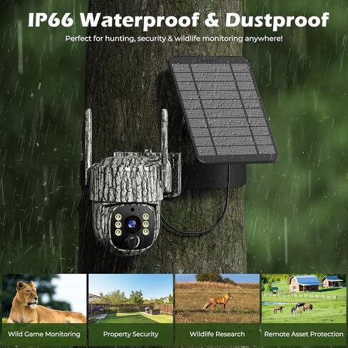 4G LTE Cellular Trail Camera, 2.5K 360° Live Feed with SIM Card Included | Solar Game Camera Auto Tracking Security Cameras Wireless Outdoor with Color Night Vision, Motion Activated for Outdoor in Saudi Arabia