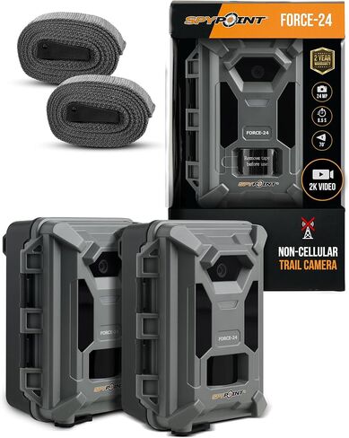 SPYPOINT FORCE-24 Twin Pack Non-Cellular Trail Camera, 2K Video, 24MP Photos, Low-Glow LEDs, Night Vision Game Camera, 70ft Motion Detection, Affordable Trail Cam, Must-Have Hunting Equipment (2) in Saudi Arabia