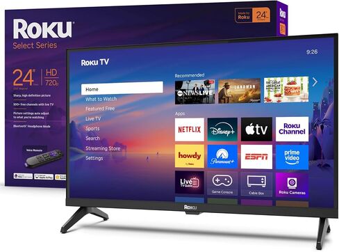 Roku Smart TV – 24-Inch Select Series, 720p HD TV – Roku TV with Voice Remote – Flat Screen LED Television with Wi-Fi for Streaming Live Local News, Sports, Family Entertainment in Saudi Arabia