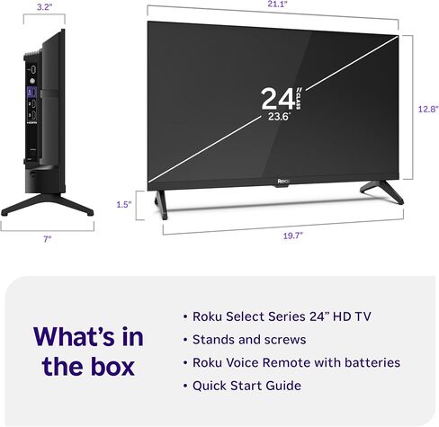 Roku Smart TV – 24-Inch Select Series, 720p HD TV – Roku TV with Voice Remote – Flat Screen LED Television with Wi-Fi for Streaming Live Local News, Sports, Family Entertainment in Saudi Arabia