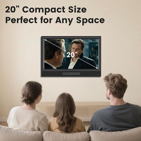 Jexiop 20inch Smart TV,Full HD 1080p LED Flat Screen with ATSC TV,with Built-in HDMI/USB/DC-12IN -Suitable for Kitchen Kid's Room Basement or RV Camper in Saudi Arabia