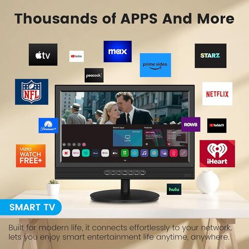Jexiop 20inch Smart TV,Full HD 1080p LED Flat Screen with ATSC TV,with Built-in HDMI/USB/DC-12IN -Suitable for Kitchen Kid's Room Basement or RV Camper in Saudi Arabia