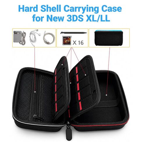 QUBAMG 6-1 Accessories Kit Compatible with New Nintendo 3DS XL/LL, Hard EVA Carrying Case, Clear PC Protective Case, Charger Cable, 4 Replacement Stylus Pens, Screen Protector Set, Cleaning Wipes, Full Protection Bundle in Saudi Arabia