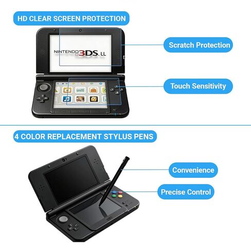 QUBAMG 6-1 Accessories Kit Compatible with New Nintendo 3DS XL/LL, Hard EVA Carrying Case, Clear PC Protective Case, Charger Cable, 4 Replacement Stylus Pens, Screen Protector Set, Cleaning Wipes, Full Protection Bundle in Saudi Arabia