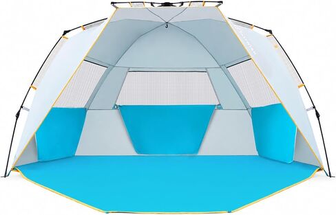 Wolfwise Instant Beach Tent Sun Shelter with Zippered Extendable Porch for Privacy, Portable with Carrying Bag, Easy Setup Pop up Beach Shade for 3-4 Person, 85 x45x49 IN, Blue in Saudi Arabia