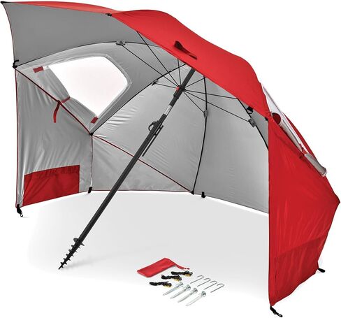 Sport-Brella Premiere UPF 50+ Protection Umbrella Shelter with Patented Side Panels and Tilt Mechanism, Heavy-Duty 1.25 Inch Center Pole, Auger Anchor for Sand and Grass in Saudi Arabia
