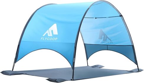 2026 Upgraded Beach Umbrella Canopy with UPF 50+ UV Protection, Portable Beach Tent for Sun, 360° Ventilation, 4 Sandbags, Dual Pockets, Stakes & Ropes, for 2-3 People in Saudi Arabia
