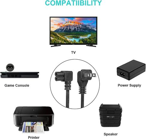10 Feet Power Cord Compatible Samsung TV, TCL Roku LG LED LCD TV Right Angle Power Cable Replacement in Saudi Arabia