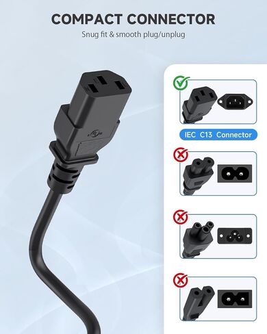 Power Cord Cable for Amplifier Musical Peavey Vox Guitar Amp PC AC Amplifiers, 18 AWG Universal AC 3-Prong Cable (6FT) in Kuwait