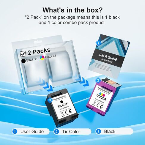 65XL Ink Cartridges Black/Color Combo Pack High-Yield Replacement for HP Ink 65 65XL Ink Cartridges Work for HP DeskJet 3755 3772 3700 3752 3722 2600 2622 Envy 5055 5000 5070 5052 (1 Black,1 Color) in Saudi Arabia