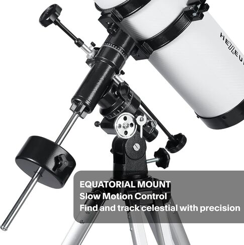 130EQ Reflector Telescope, 130mm Aperture, EQ Mount | 650mm focal length, manual equatorial mount, phone adapter, 2x Barlow lens, Moon filter, wireless remote in Saudi Arabia