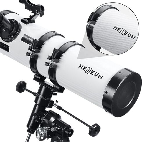 130EQ Reflector Telescope, 130mm Aperture, EQ Mount | 650mm focal length, manual equatorial mount, phone adapter, 2x Barlow lens, Moon filter, wireless remote in Saudi Arabia