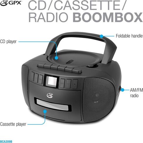 GPX Portable CD Boombox with AM/FM Radio, Cassette & Headphone Jack in Saudi Arabia