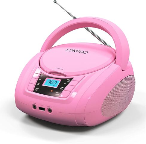 LONPOO Portable Home CD Players Boombox with Speakers | USB/Bluetooth/AUX Input and Earphone Jack Output, Stereo Sound Speaker & Audio Player,White in Saudi Arabia