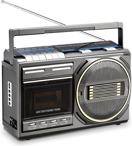 مشغل شريط كاسيت بلوتوث Boombox، مشغل كاسيت قديم مع راديو AM/FM/SW، كاسيت إلى محول MP3، مشغل شريط مع مقابض ثلاثية/باس، ميكروفون كاريوكي، هدية للعائلة والأصدقاء وكبار السن in Kuwait