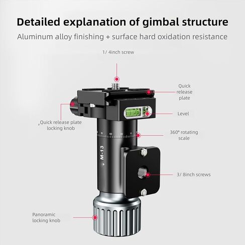 Monopod Head 360 Degree Panoramic 10kg Load Vertical Filming | Aluminum Alloy, Camera Support, Arca Compatible, 3/8 Inch Thread, Portrait Travel Mirrorless Camera Outdoor in Saudi Arabia