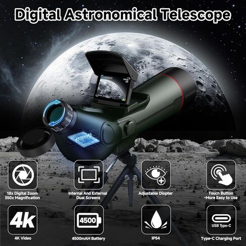 Smart Telescope,Refractor Auto-Focus Portable Digital Electronic Telescopes | with 4K Astrophotography Camera, Internal And External Dual Screens Spotter for Adults and Beginners Astronomy in Saudi Arabia