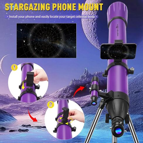 90mm Aperture 1000mm,Telescope for Adults High Powered, Purple | Magnification 500X, Professional Telescopes for Beginners with Three Eyepieces, Phone Adapter & Carrying Bag in Saudi Arabia