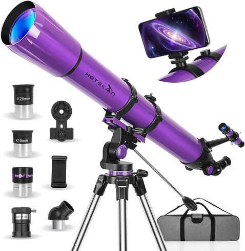 90mm Aperture 1000mm,Telescope for Adults High Powered, Purple | Magnification 500X, Professional Telescopes for Beginners with Three Eyepieces, Phone Adapter & Carrying Bag in Saudi Arabia