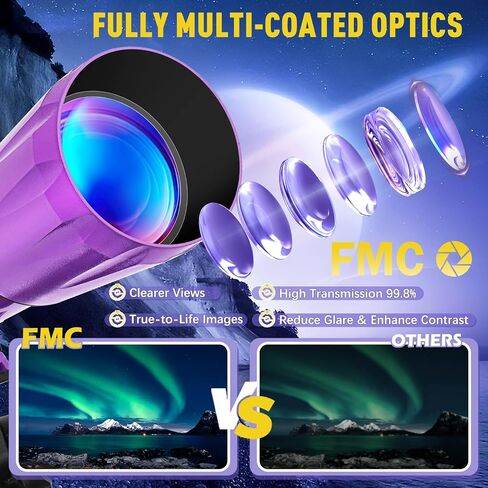 90mm Aperture 1000mm,Telescope for Adults High Powered, Purple | Magnification 500X, Professional Telescopes for Beginners with Three Eyepieces, Phone Adapter & Carrying Bag in Saudi Arabia