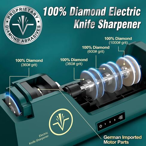 Professional Electric Knife Sharpener | 3-Speed Variable 4-Stage, Open Touch-Screen, 100% Diamond Abrasives, Precision Angle Guides in Saudi Arabia