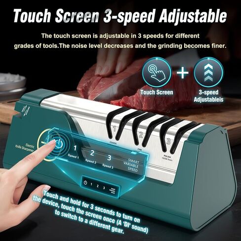 Professional Electric Knife Sharpener | 3-Speed Variable 4-Stage, Open Touch-Screen, 100% Diamond Abrasives, Precision Angle Guides in Saudi Arabia