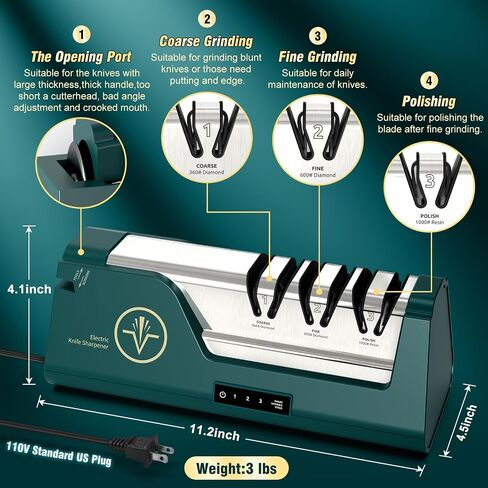Professional Electric Knife Sharpener | 3-Speed Variable 4-Stage, Open Touch-Screen, 100% Diamond Abrasives, Precision Angle Guides in Saudi Arabia