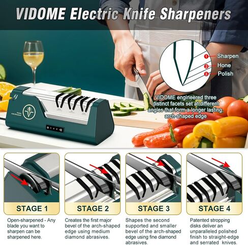 Professional Electric Knife Sharpener | 3-Speed Variable 4-Stage, Open Touch-Screen, 100% Diamond Abrasives, Precision Angle Guides in Saudi Arabia