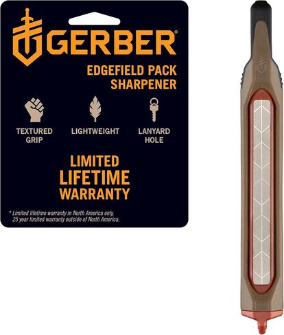 Gerber Edgefield Pack Knife Sharpener, Hunting and Camping Essentials, Ceramic Carbide Dual Grit, Carabiner Clip, Lightweight and Portable, 7.1" Long, Coyote Brown in Saudi Arabia