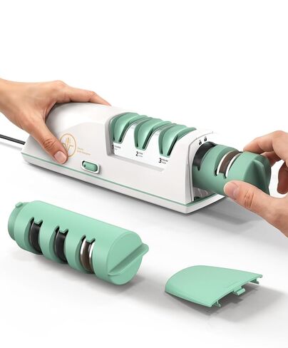 Electric Knife Sharpener with Replaceable Sharpening Head | 3-Stage Sharpening, 15° Precision Angle, Diamond Sharpening System, Metal & Ceramic Knives, Exquisite Gifts & Packaging in Saudi Arabia