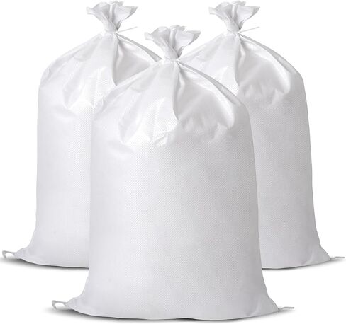 12X Heavy Duty Woven Sand Bags, 20"x30" Empty Sacks | Flood control, garden waste, grain storage & cargo handling. 50kg load capacity. Upgraded 80g/㎡ woven material. Includes tie in Saudi Arabia